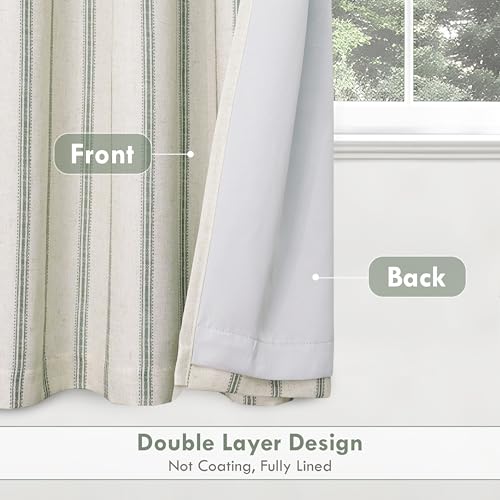 DriftAway Farmhouse Stripe Blackout Curtains, W52xL63, Loden Green - color: G Loden Green Stripe, size: 52"W x 63"L (Pack of 2)