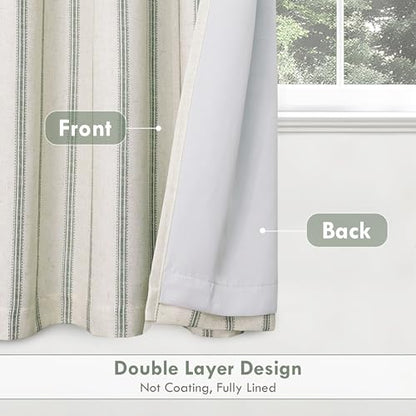 DriftAway Farmhouse Stripe Blackout Curtains, W52xL63, Loden Green - color: G Loden Green Stripe, size: 52"W x 63"L (Pack of 2)