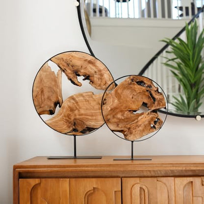 WELLAND Cedar Wood Sculpture, Natural Tabletop Decor Accent - size: Extra Large