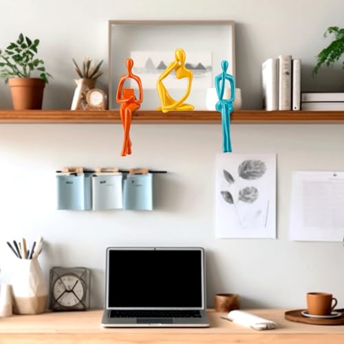 AceOrbit 3 Pcs Mid Century Modern Decor, Thinker Statues Bookshelf Decor - style: Thinker