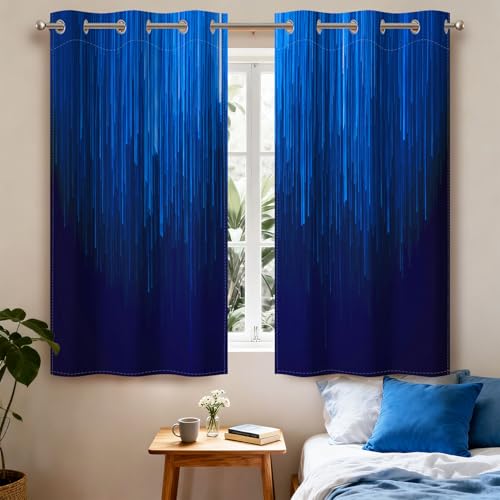 Navy Blue Blackout Curtains for Bedroom, Ombre Blackout Curtains 63 Inch Length 2 Panels Set, Thermal Insulated Room Darkening Drapes with Grommet Top, 42W x 63L - color: 04 Blue, size: 42"W x 63"L (Pack of 2)
