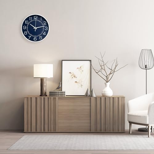 HZDHCLH 12 Inch Modern Wall Clock Battery Operated Silent Non Ticking - color: Navy Blue, size: 12 Inch