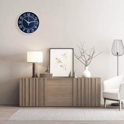 HZDHCLH 12 Inch Modern Wall Clock Battery Operated Silent Non Ticking - color: Navy Blue, size: 12 Inch