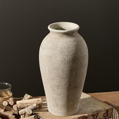 Vanselia Ceramic Flower Vase Home Decor - Large Tall Farmhouse Table Vases Rustic Vintage Living Room Kitchen Bedroom Decorations for House Book Shelf Office Coffee Desk Dining Fireplace (12" Retro) - color: Retro-12.2"