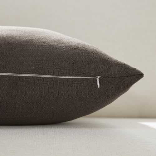 Meekio Linen Blend Throw Pillow Covers 20x20 Set of 2, Brown - color: Brown, size: 20" x 20" (Pack of 2)