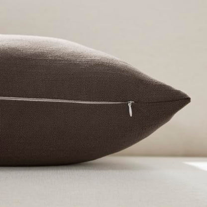 Meekio Linen Blend Throw Pillow Covers 20x20 Set of 2, Brown - color: Brown, size: 20" x 20" (Pack of 2)