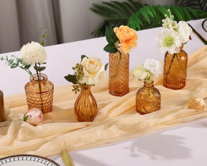 5pcs Amber Glass Bud Vase Set, Gold Small Flower Vases for Centerpieces - color: Amber, size: 5pcs