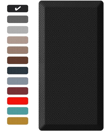 Ophanie Kitchen Mats for Floor,3/4 inch Thick,24x70 Anti Fatigue Cushioned Mat,Kitchen Rugs,Waterproof,Comfort Ergonomic Standing Mat for Office,Home,Sink with 99+ Pairs of Anti-Slip Bottom Ridges - color: Black, size: 24"L x 70"W x 0.8"Th