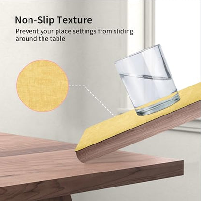 Maxpearl Faux Leather Placemats Set of 6, Easy to Clean, Light Yellow - color: Light Yellow