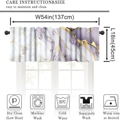 Luxury Pink Kitchen Valance, Abstract Purple White Gold Marble Lines Texture Print Blackout Short Window Curtain Treatment for Cafe Girls Bedroom Living Room, 54x18inch - color: Marble-17