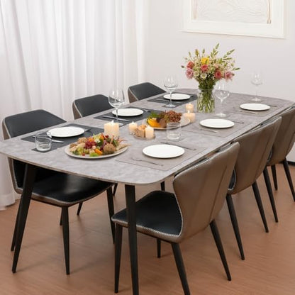 Vinyl Placemats Set of 6, Dual Sided Place Mats with Drink Coasters - color: Light Gray/Dark Gray Two-tone, size: Set of 6