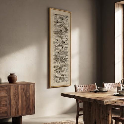 Large Framed Neutral Wabi Sabi Abstract Wall Art, Long Vertical 20x60 In - color: Black Marks A, size: 60"L x 20"W