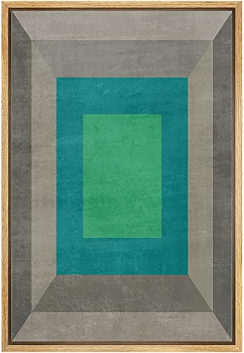 IDEA4WALL Framed Canvas Print Wall Art 3D Effect Teal Blue Green Square Abstract Geometric Illustrations Modern Art Shapes Multicolor Boho for Living Room, Bedroom, Office - 16"x24" Natural - color: Abs03-2210-irs42, size: 24"L x 16"W