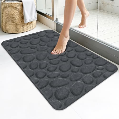 Memory Foam Bath Mat 32x20, Soft Absorbent Bathroom Rug, DarkGray - color: Darkgray, size: 20"x32"