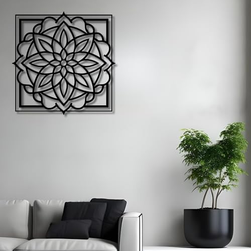 Metal Wall Decor | 17'' x 17'' x 0.05'' Mandala Art Themed Wall Decorations | Handmade Indoor and Outdoor Wall Art (17'' x 17'', Mandala I, Black) - size: 17'' x 17'', style: Mandala I