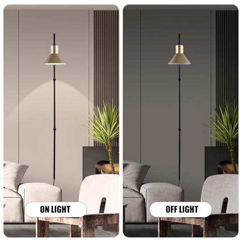 Plug in Wall sconces Set of Two with Switch, Indoor Horn Cover Wall Mounted Lamp with E26 Base, Long Wall Light for Bedroom Living Room Study Hallway Bedside（2PCS） - color: Black-2Pack