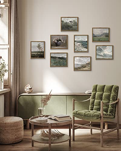 InSimSea Framed Canvas Prints Art Vintage Decor, Home Farmhouse Decor View of the Country Paintings for Wall Decorations, Rustic Bedroom Bathroom Wall Art, 8"x10" - color: View of the Country, size: 10"L x 8"W