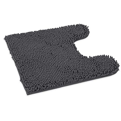 ITSOFT Standard 24"x21" U-Shaped Non-Slip Shaggy Chenille Toilet Contour Bathroom Rug with Water Absorbent, Charcoal Gray - color: Charcoal Gray, size: 24" x 21" (U-Shaped)