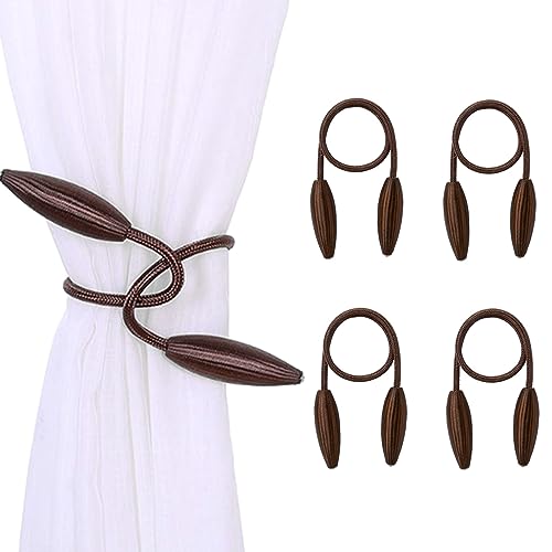Coffee Curtain Holdbacks Decorative Curtain Tiebacks, Set of 4 - color: Coffee, size: 4PCS