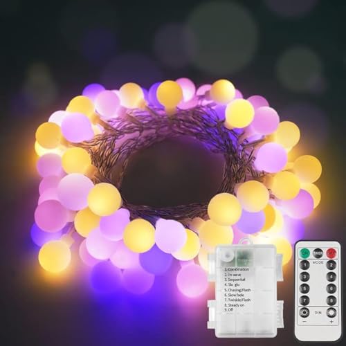suddus 100LED Globe String Lights Battery Operated with Remote Multicolor | 33 FT Colorful Globe Lights with Timer 8 Mode, Fairy Lights for Bedroom, Dorm, Classroom,indoor,outdoor Decor - color: Purple, size: 100LED Battery