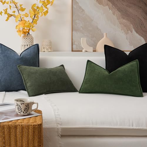 Kevin Textile Soft Waterproof 12x20 Lumbar Pillow Cover 1 Pack, Moss Green - color: Moss Green, size: 20" x 12" (Pack of 1)