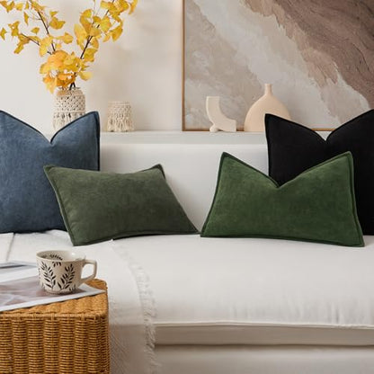 Kevin Textile Soft Waterproof 12x20 Lumbar Pillow Cover 1 Pack, Moss Green - color: Moss Green, size: 20" x 12" (Pack of 1)