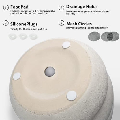 Ceramic Plant Pots, 8+6 Inch, 2 Pcs Indoor Planters with Drainage Holes - color: Terrabee Beige, size: 8+6 Inch