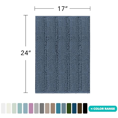 Turquoize Small Bathroom Rug 17x24, Soft Chenille Bath Rug, Blue Indigo - color: Blue Indigo, size: 17" x 24"
