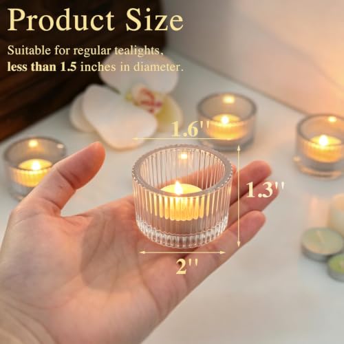 24 Pack Tea Light Candle Holders, Glass Clear Tealight Candle Holder - color: Clear, size: 1.3" x 2"