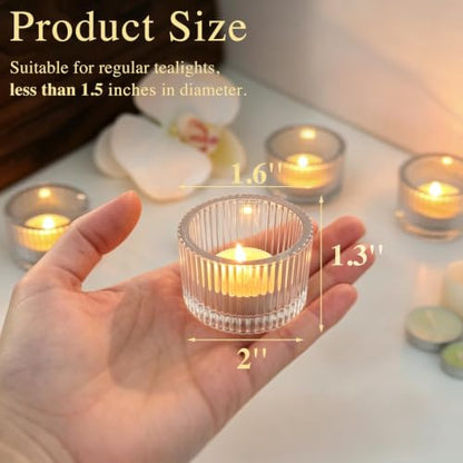 24 Pack Tea Light Candle Holders, Glass Clear Tealight Candle Holder - color: Clear, size: 1.3" x 2"
