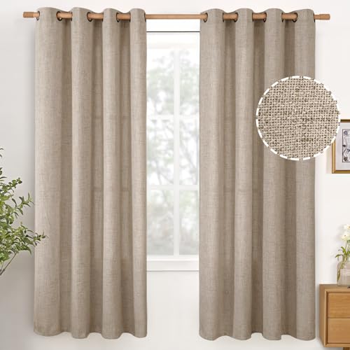 Oatmeal Linen Curtains 72 Inches Long 2 Panels Set for Bedroom Farmhouse - color: Dark Oatmeal, size: 52"W x 72"L (Pack of 2)
