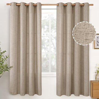 Oatmeal Linen Curtains 72 Inches Long 2 Panels Set for Bedroom Farmhouse - color: Dark Oatmeal, size: 52"W x 72"L (Pack of 2)