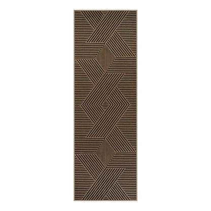 Lahome Modern Geometric Runner Rug, 2x6 Washable Rug Runners for Hallway - color: Black/Nature Geometric-2, size: 2' x 6' (Runner)