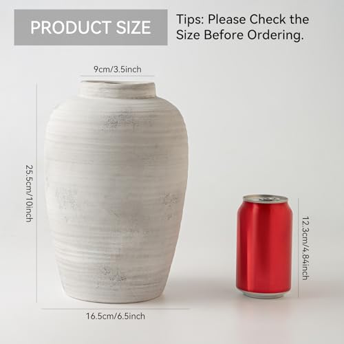 10 Inch Large White Ceramic Vase for Home Decor Farmhouse Vase - color: E- 10"-vintage White