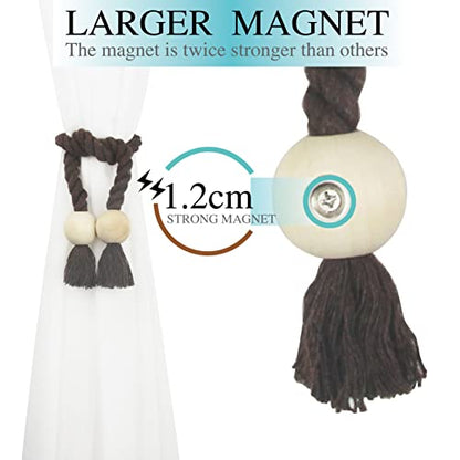 Magnetic Curtain Tiebacks Decorative Tie Back Drapes Holdbacks Nieffeiy - color: Coffee