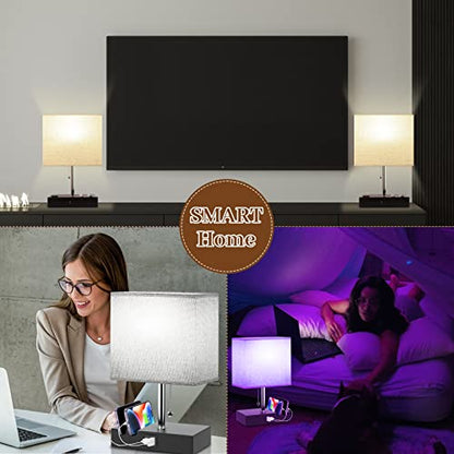 Smart RGB Dimmable Table Lamp Compatible with Alexa&APP&Remote Control, Gray - color: Gray, size: 1 Pack
