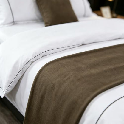 Taupe Double Layer Reversible Bed Runner for Bedroom - 102 x 18 In,1 Piece - color: Brown, size: 102'' x 18'' (1 Piece)