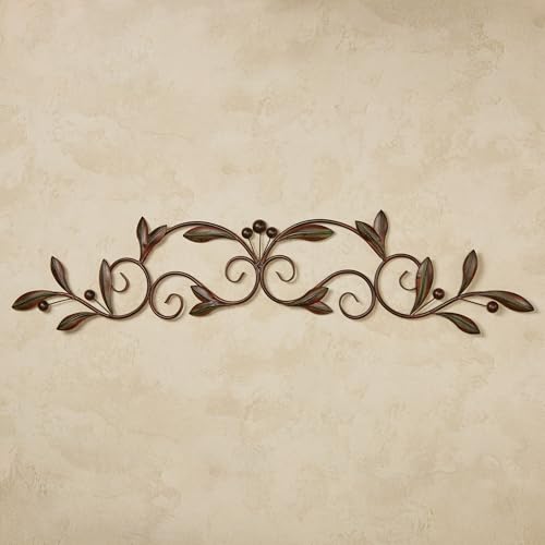 Touch of Class Catalonia Olive Metal Wall Art Topper, Medium, Brown - color: Brown, size: 7.5"L x 36"W