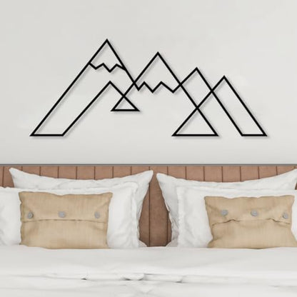 DecoSoul Mountain Metal Wall Art Decor, Large Metal Mountain Wall Art, Snowy Range View Wall Decoration, Minimalist Home Decor, Nature Decorations, Office Art, Housewarming Gift - style: Snowy Mountain