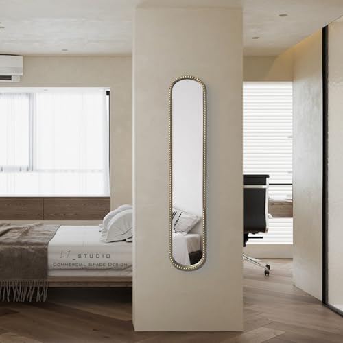 Long Skinny Mirror for Wall,Gold Narrow Oval Mirror for Entryway Bath,Metal Frame with Gold Decor Mirrors,7.9X 44 - color: Gold-1pack