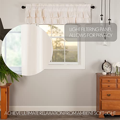 Simple Life Flax Antique White Farmhouse 16"x72" Valance Rod Pocket Cotton Linen Blend Solid Color Hanging Loops Kitchen Window Curtains - color: Light Creme, size: 16"W x 72"L (Pack of 1)