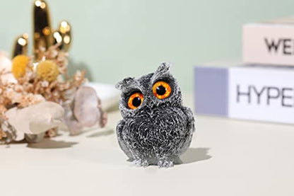 Jovivi 2.5" Black Obsidian Crystal Owl Statue Hand Carved Resin Figurines - color: Black Obsidian