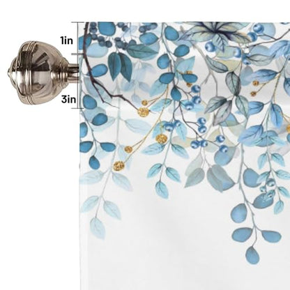 Eucalyptus Leaves Valances for Windows 2 Panels, 42x12 in - color: Eucalyptus Leaves-blue, size: 42"W x 12"L (Pack of 2)
