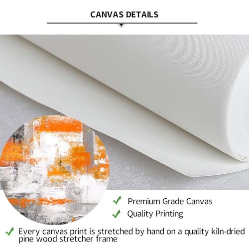 iKNOW FOTO Orange Grey Abstract Canvas Wall Art Modern Geometric Painting for Living Room Bedroom Office Framed Contemporary Textured Artwork Ready to Hang 24x36 Inch