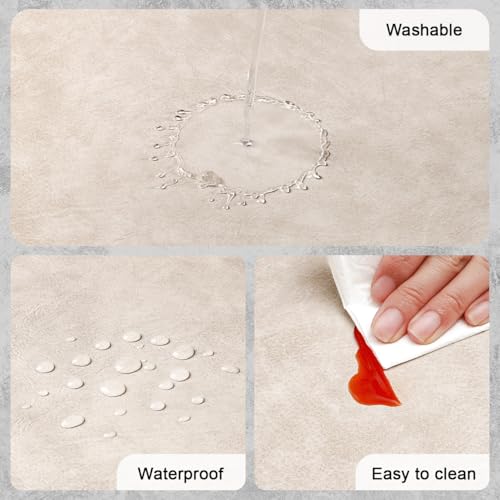 Vinyl Placemats Set of 6, Dual Sided Place Mats with Drink Coasters - color: White/Dark Gray Two-tone, size: Set of 6