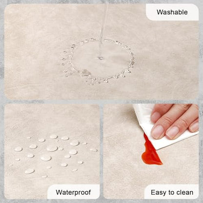 Vinyl Placemats Set of 6, Dual Sided Place Mats with Drink Coasters - color: White/Dark Gray Two-tone, size: Set of 6