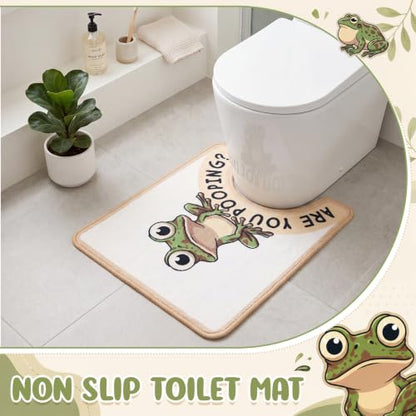 Drydiet U Shaped Toilet Rug Washable Cute Bath Mat 24x20,Frog - style: Frog