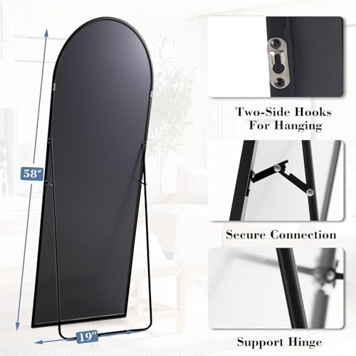 DUMOS 58"x19" Arched Full Length Mirror with Stand, Full Body Floor Mirror