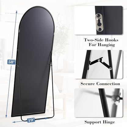 DUMOS 58"x19" Arched Full Length Mirror with Stand, Full Body Floor Mirror