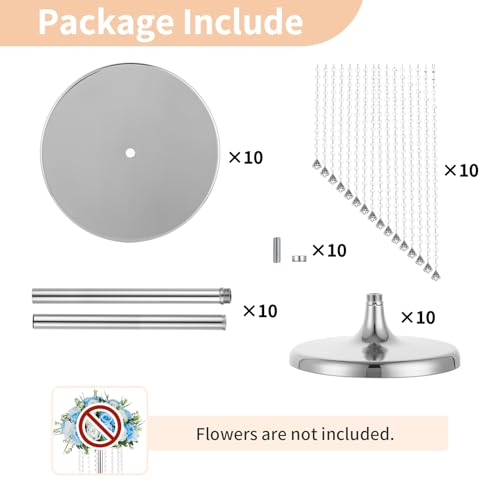 NUPTIO Tall Centerpiece for Table, Silver, 27.6", 10 Pcs - color: Silver, size: 10 Pcs 27.6 in